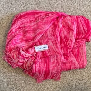 Calvin Klein Scarf - Oversized Wrap Sarong Beach Coverup - Pink White